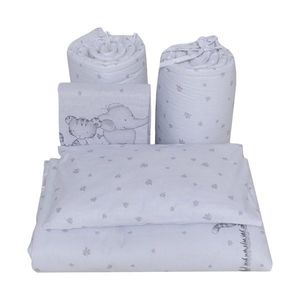 Lenjerie din bumbac cu 6 piese pentru saltea 120x60 cm Beberoyal Safari Friends alb imagine