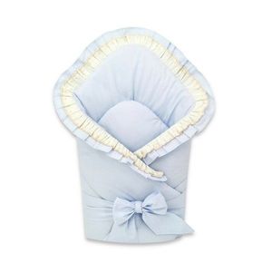 Paturica de infasat MimiNu cu volanase si dantela 75x75 cm Blue imagine