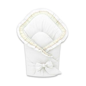 Paturica de infasat MimiNu cu volanase si dantela 75x75 cm White imagine