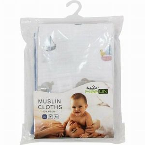 Set 4 lavete Bubaba din muselina 40x40 cm Blue Ship imagine