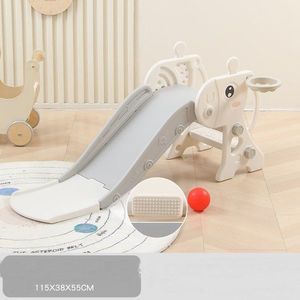 Tobogan pentru copii Nichiduta Garden Deer Grey, de interiorexterior, prevazut cu mini-cos de Baschet, scara, manere de sustinere, design pliabil, dimensiune 38 x 115 x 55 cm imagine