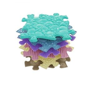 Covoras ortopedic senzorial tip puzzle Set B pastel pentru bebelusi imagine