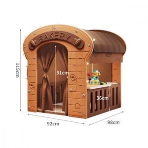 Casuta de joaca pentru copii Nichiduta Graden pink Bakery, iluminata, cu draperie si covoras din bumbac inclus, dimensiune 98 x 92 x 115 cm imagine