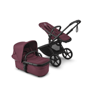 Carucior pentru copii Bugaboo Fox 5 Renew Black Dark Cherry 2 in 1 cu maner reglabil, reversibil, suspensii, cadru din aluminiu imagine