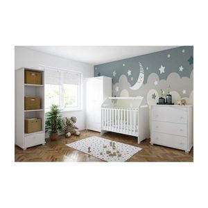 Patut din lemn tip Casuta 120x60 cm Nichiduta House Alb imagine