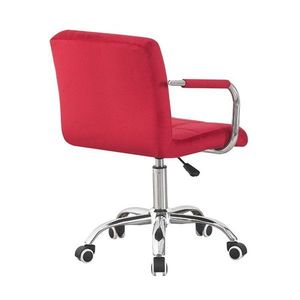 Scaun rotativ de birou, tapiterie catifea rosie, inaltime reglabila 78-90 cm, latime 36 cm, manere cromate, maxim 120 kg imagine