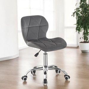 Scaun tapitat de birou, stil scandinav, baza cromata, inaltime reglabila, catifea, gri imagine