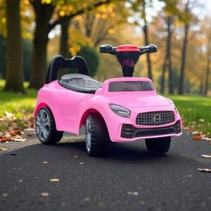 Masinuta ride-on roz, sezut ergonomic cu spatar, volan, 66x29x36 cm imagine