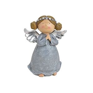 Ingeras decorativ gri argintiu Statueta Craciun 31 cm imagine