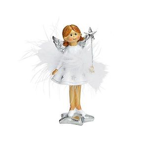 Decoratiune Ingeras cu pene albe 11 cm imagine