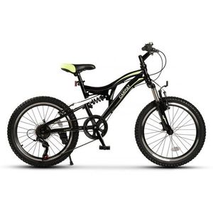 Bicicleta pentru copii MTB-FS Carpat Alpin C20279A NegruVerde, 20 inch, schimbatoare Shimano, frane V-brake imagine