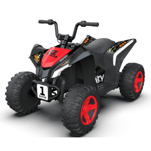 Atv electric pentru copii Nichiduta SuperMax Red cu echipare premium, acumulator 24V, motor 2x65w, acceleratie pe ghidon, benzi luminoase integrate pe caroserie, usbbluetooth, incarcator inclus imagine