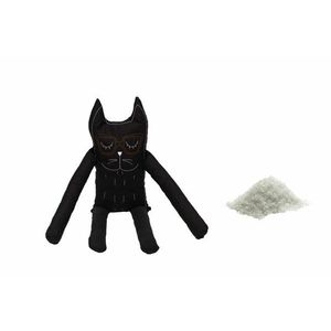 Perna in forma de pisica SomnArt Negru, husa din bumbac, umplutura cu sare si puf siliconizat imagine