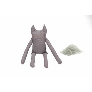 Perna in forma de pisica SomnArt Gri, husa din bumbac, umplutura cu sare si puf siliconizat imagine