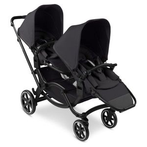 Carucior pentru gemeni ABC Design Zoom 2 Coal cu suspensie, maner telescopic, cadru din aluminiu, suport pentru picioare reglabil imagine