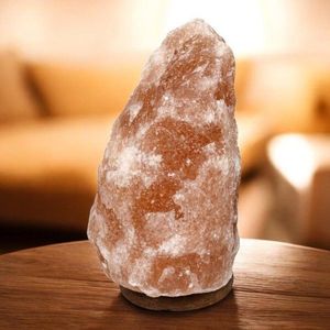Lampa de sare decorativa, 5-6 kg, baza din lemn imagine