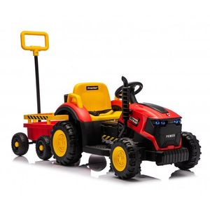 Tractor electric pentru copii Nichiduta Strong Power Red cu remorca, telecomanda 2.4G, acumulator 12V, 2 motoarex35w, faruri cu lumini led functionale, slow start, suspensii, 2 motoare x 35w imagine