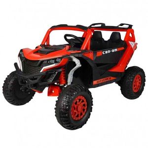 Masinuta electrica UTV pentru copii Can Am MavericR Red cu licenta, telecomanda 2.4G, acumulator 12V47Ah, scaun piele, deschidere usi, slow start, lumini LED, panou multimedia cu usb, bluetooth, dimensiune 125x75x70 cm imagine