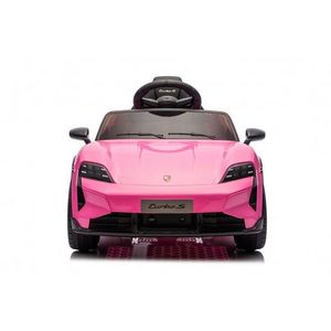 Masinuta electrica copii Porsche Taycan Turbo S Pink cu licenta, telecomanda 2.4 G, acumulator 12V, deschidere usi, faruri cu led, pornire la buton, centura de siguranta, slow start imagine