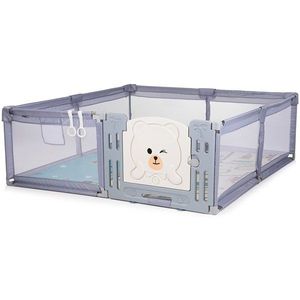 Tarc de joaca pentru copii Chipolino Amico Grey 200x180 cm cu usa si 2 inele ajutatoare imagine