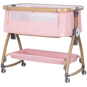 Patut co-sleeper Chipolino Charisma Powder Pink Wood cu laterala culisanta si functie de leagan imagine
