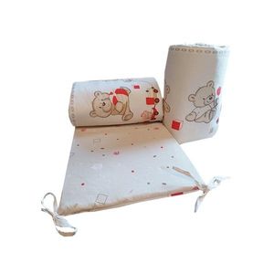 Set 2 aparatori laterale din bumbac pentru patut 120x60 cm Beberoyal BearsToys Bej imagine
