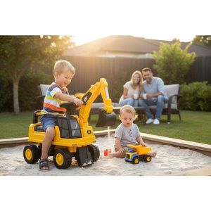 Excavator ride on Baby Mix Cat cu sunete, suport pentru jucarii sub sezut, 24 luni+, greutate admisa 25 kg imagine