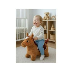 Jucarie gonflabila de plus cu sunete Baby Mix Calut Maro, husa moale detasabila, pompa inclusa, greutate suportata 70 kg, 36 luni+ imagine