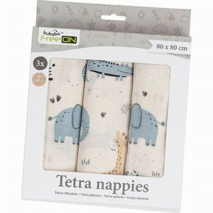 Set 3 scutece Bubaba Tetra Beige Safari din bumbac 80x80 cm imagine