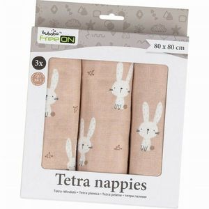 Set 3 scutece Bubaba Tetra Beige Bunnies din bumbac 80x80 cm imagine