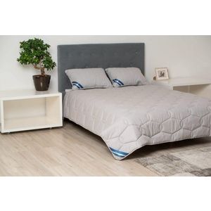 Set Somnart Bella cu pilota 180 x 200 model biscuite si 2 perne 50 x 70 cm din bumbac gri imagine