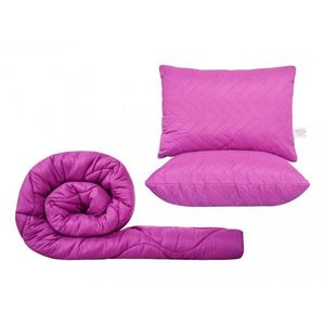 Set Somnart cu pilota 180 x 200 cm si 2 perne uni matlasate 50 x 70 cm mov imagine