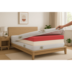 Husa pentru saltea Somnart Aloe Vera matlasata, lavabila cu fermoar 4 laturi 200 x 200 x 25 cm imagine