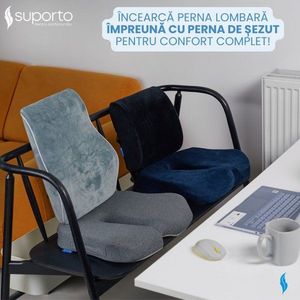 Perna lombara din spuma cu memorie Suporto Slim Neagra imagine