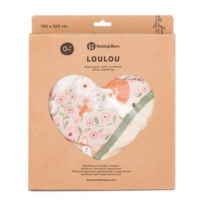 Prosop cu gluga PetiteMars Loulou hipoalergenic 100 x 100 cm bej imagine