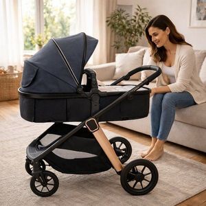 Carucior transformabil 2 in 1 pentru copii Appekids Elite Navy Grey cu suspensii, sezut reversibil, accesorii, greutate suportata 22 kg imagine