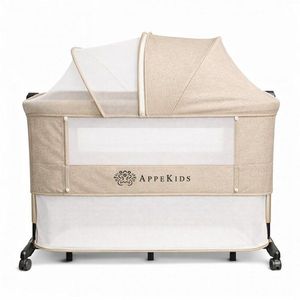 Patut Co-sleeper multifunctional 4 in 1 AppeKids Dreamy Sand cu inclinare antireflux, functie de leganare manuala, 5 niveluri de reglare a inaltimii, accesorii incluse imagine