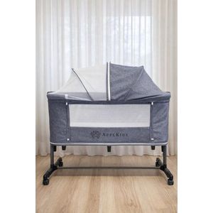 Patut Co-sleeper multifunctional 4 in 1 AppeKids Dreamy Grey cu inclinare antireflux, functie de leganare manuala, 5 niveluri de reglare a inaltimii, accesorii incluse imagine