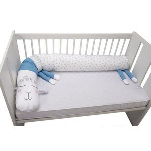 Protectie laterala pentru patut Somnart Oita albastra 25 x 180 cm imagine