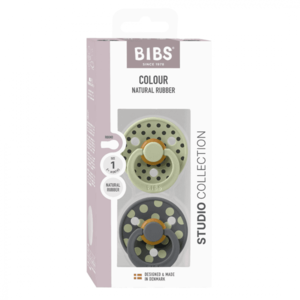 Set 2 suzete Bibs Colour Studio Collection Polka Dots tetina rotunda 0 luni+ SageIron imagine