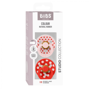 Set 2 suzete Bibs Colour Studio Collection Polka Dots tetina rotunda 6 luni+ BlossomCandy Apple imagine