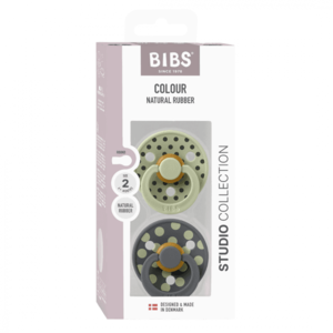 Set 2 suzete Bibs Colour Studio Collection Polka Dots tetina rotunda 6 luni+ SageIron imagine