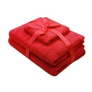 Set 3 prosoape rosii Somnart pentru fata, maini si corp imagine