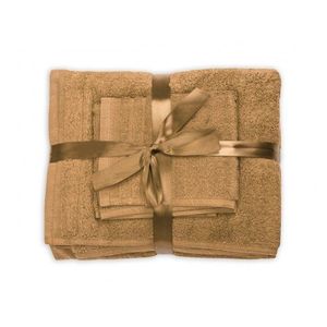 Set 3 prosoape din bumbac bej Somnart pentru fata, corp si maini imagine