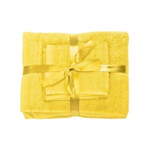 Set 3 prosoape din bumbac galben Somnart pentru fata, corp si maini imagine