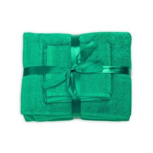 Set 3 prosoape din bumbac verde Somnart pentru fata, corp si maini imagine