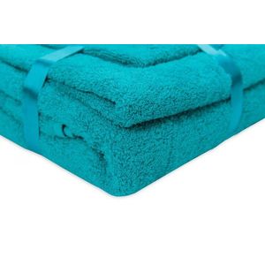 Set 3 prosoape din bumbac turcoaz Somnart pentru fata, corp si maini imagine
