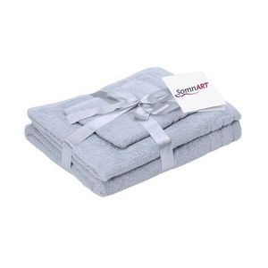 Set 3 prosoape din bumbac gri Somnart pentru fata, corp si maini imagine