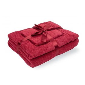 Set 3 prosoape din bumbac bordeaux Somnart pentru fata, corp si maini imagine