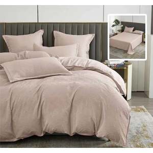 Lenjerie de pat cu 6 piese Natur Uni Baroque cu cearceaf pat clasic, cearceaf pilota 200 x 230 cm, 2 fete perna 50 x 70 cm si 2 fete perna 70 x 70 cm cappuccino imagine